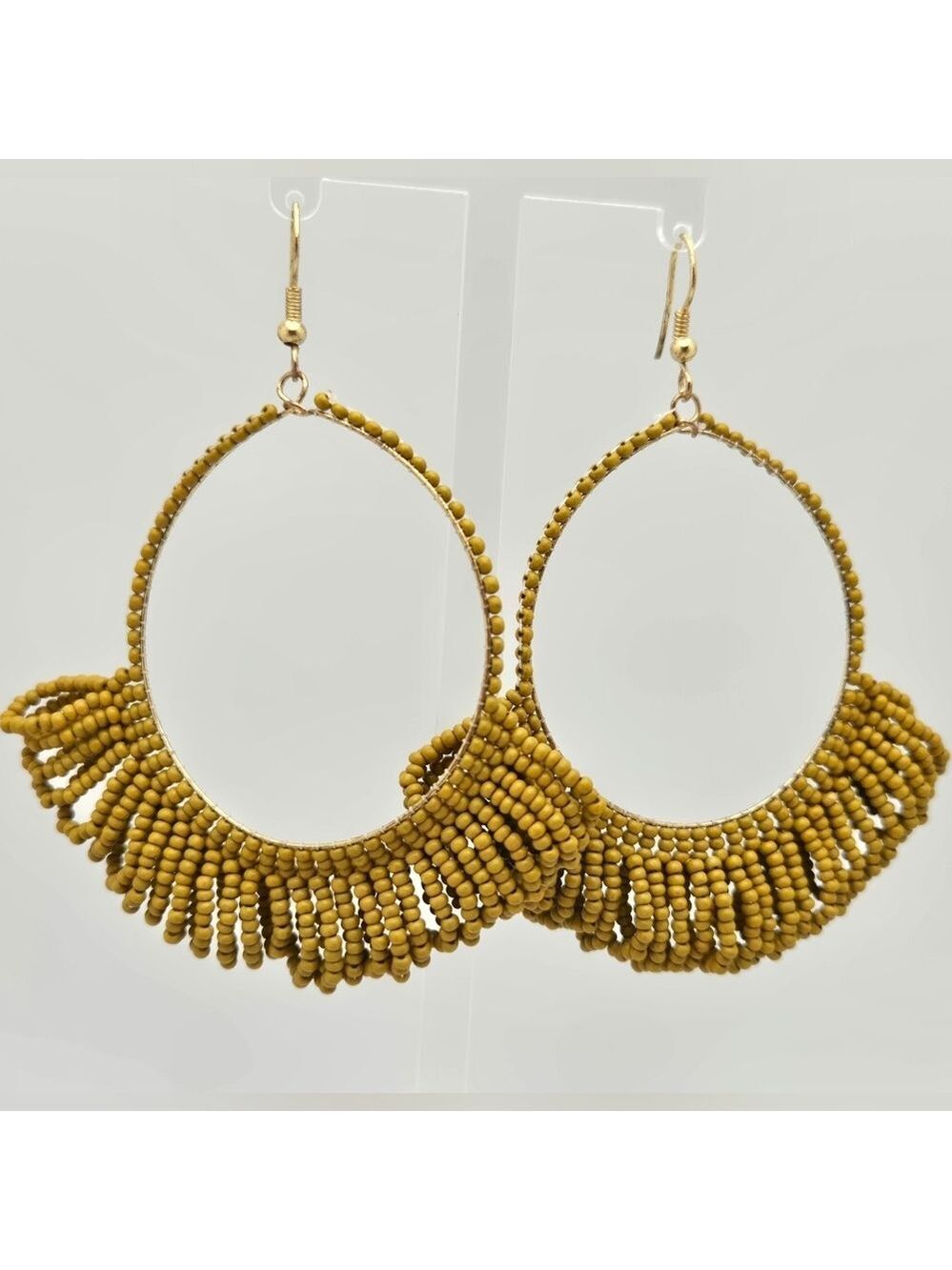 Ink + Alloy Handmade Fringe Hoop Seed Beads Kendra Earrings 2''